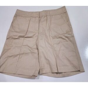 Saks Fifth Avenue Threads Shorts Womens 10/30 Tan Bermuda 100%Cotton Flat‎ Front